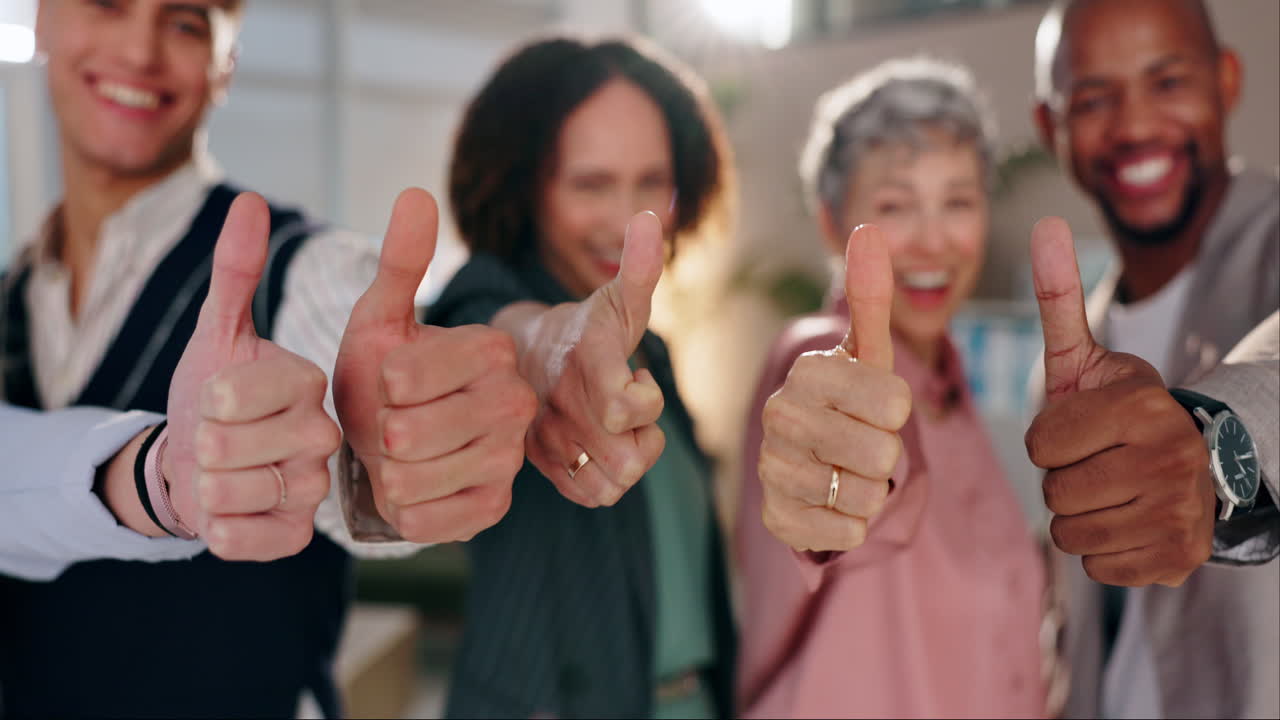 Diverse Team Gives Thumbs Up