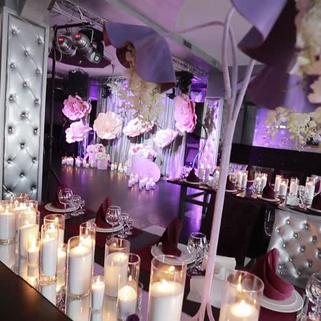 bouquet in a romantic candle light an event party or wedding reception