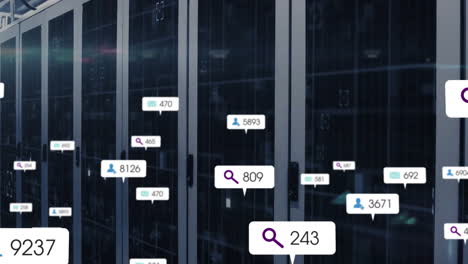 Animation-Digitaler-Symbole-Und-Datenverarbeitung-über-Computerserver