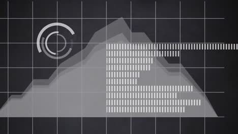 animación del procesamiento de datos estadísticos a través de la red de red contra un fondo gris