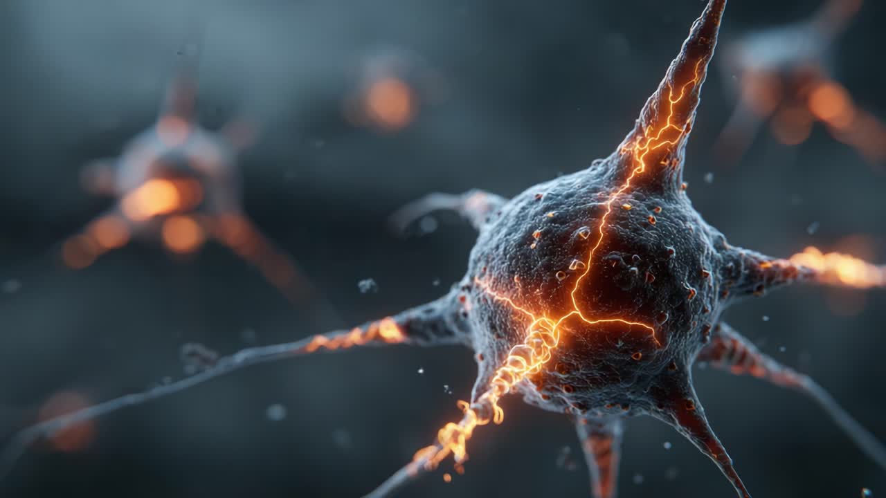 Exploring the Intricacies of Neurons: A Close-Up View of Neural Activity and Structure Highlighting Electric Signals Between Cells