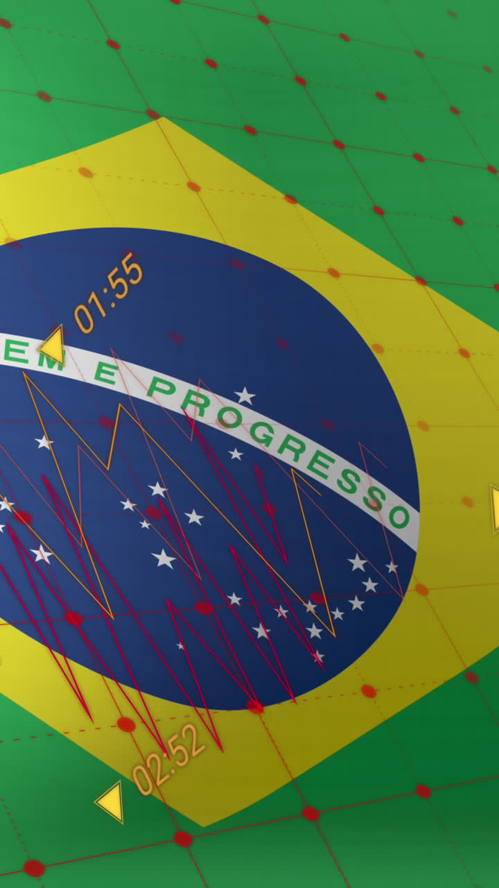 animación del procesamiento de datos sobre la bandera de brasil