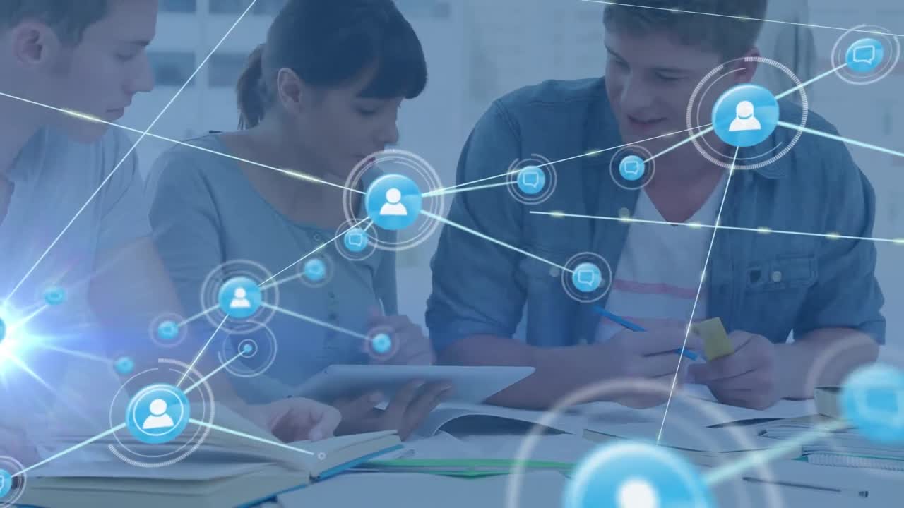 비즈니스 동료에 대한 아이콘과 연결 네트워크의 애니메이션