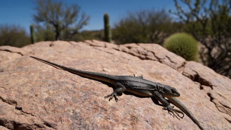 lizard basking on a rock in the desert