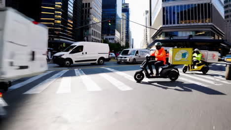 busy city street with delivery services