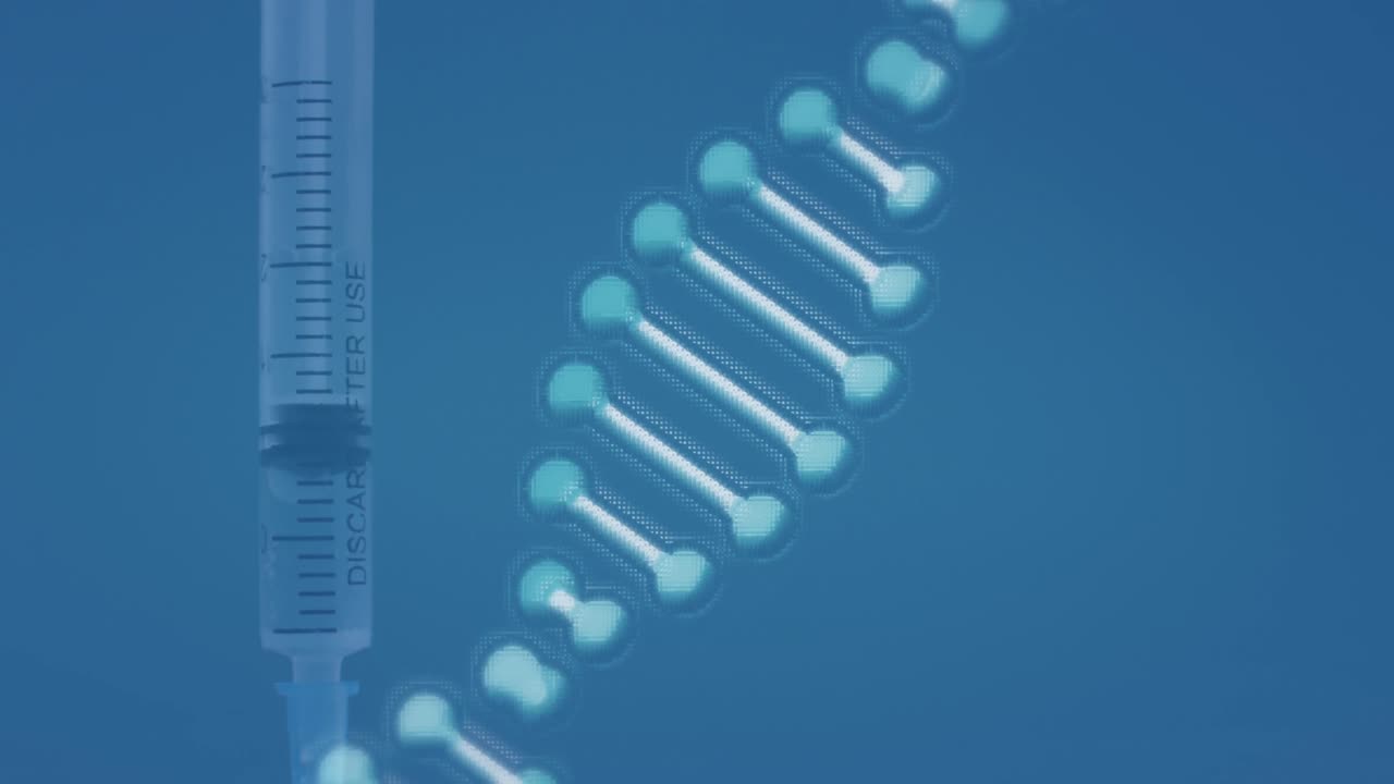 회색 배경에 dna 줄무와 수학적 방정식의 애니메이션