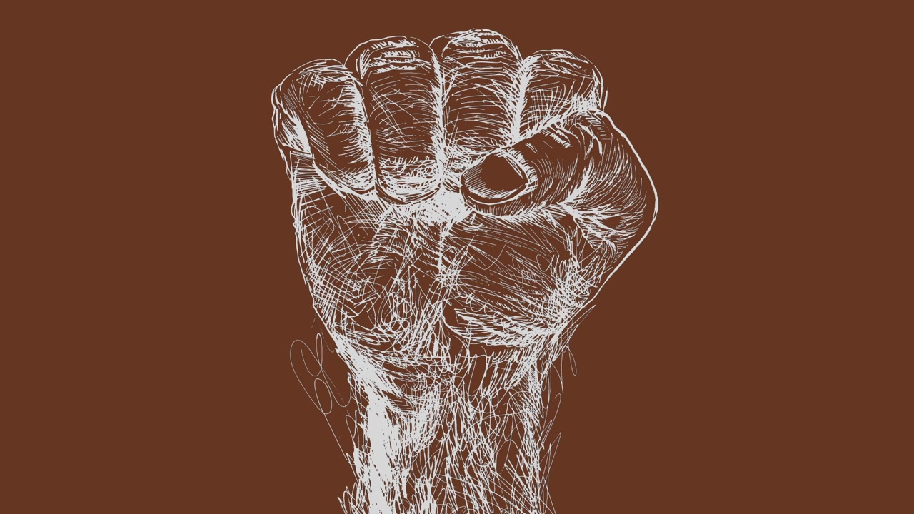 Transition to Drawn Fist for freedom Day brown