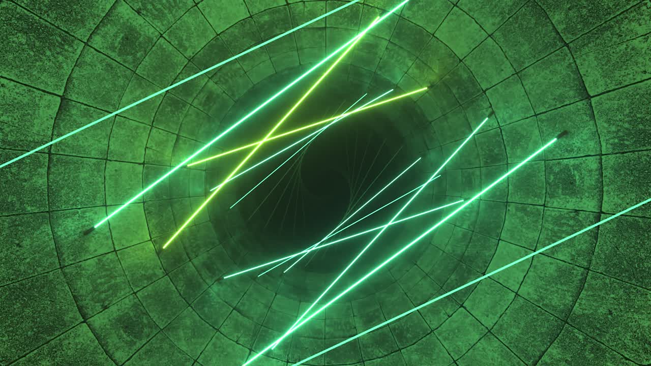 túnel verde y amarillo de neón