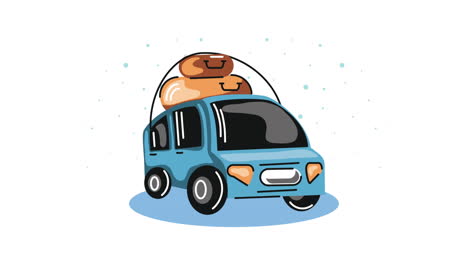 cartoon car with luggage