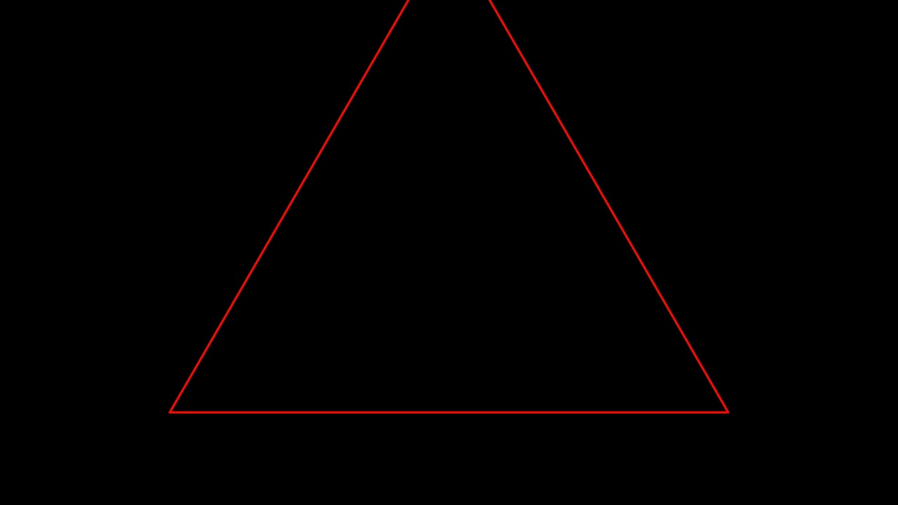 fondo negro y múltiples triángulos en movimiento, acercarse y alejarse repetidamente