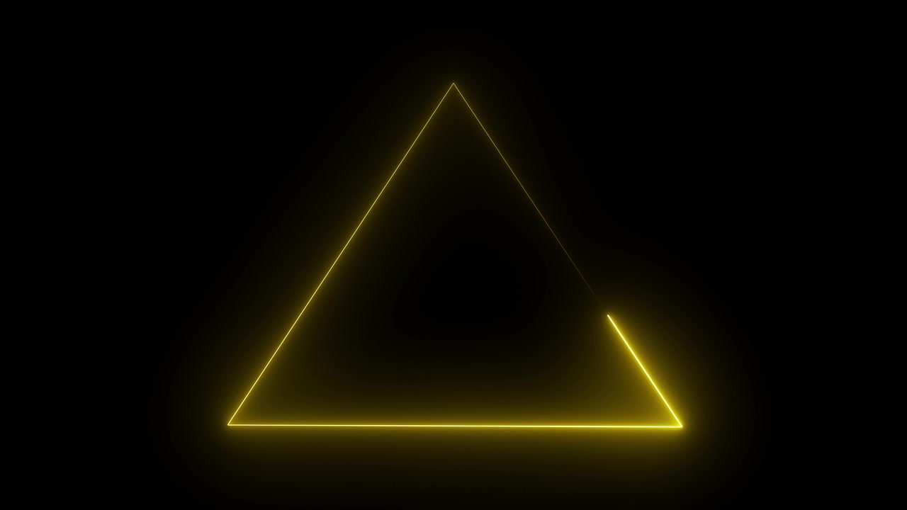 Yellow Glowing Laser Lines Making Triangle Shape on Black Background. Use Add, Screen Blending Modes to Overlay.