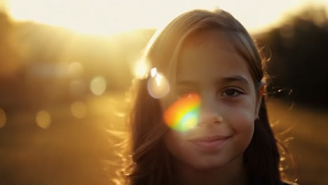 little girl smiling in the sunset