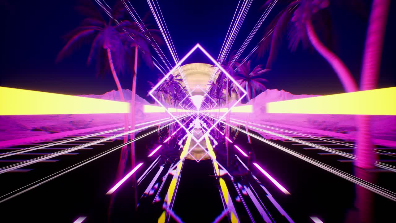 el túnel del desierto de neón retro futurista