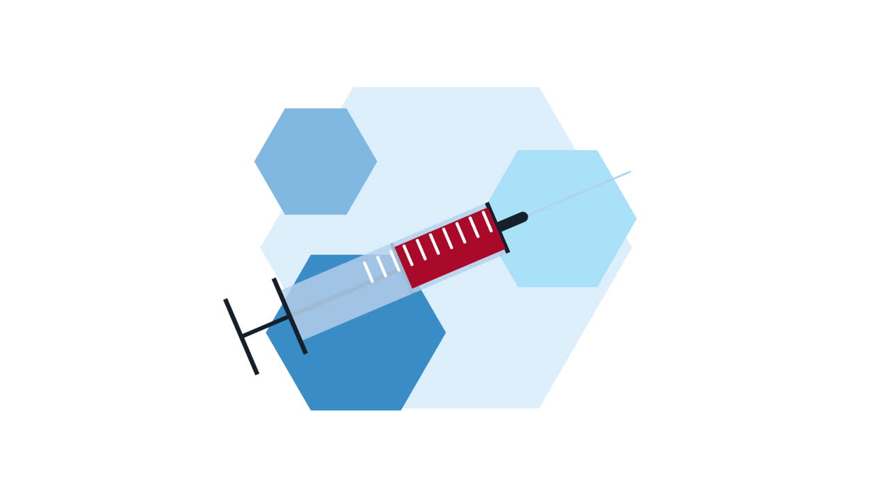 혈액 애니메이션으로 된 주사 주사