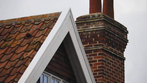 brick cottage window tilting up to show chimney and bat access tile on tiled roof