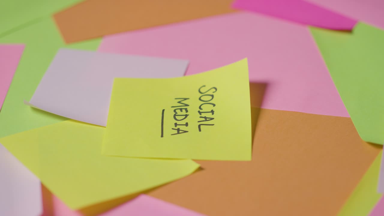 Business Concept Of Revolving Sticky Notes With Social Media Written On Top Note 1