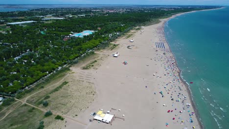 Italy,-the-beach-of-the-Adriatic-sea.-Rest-on-the-sea-near-Venice.-Aerial-FPV-drone-flights.