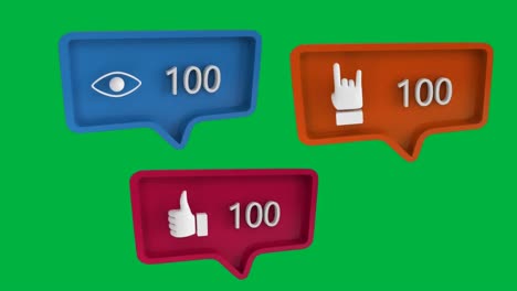 iconos con un número creciente en las redes sociales