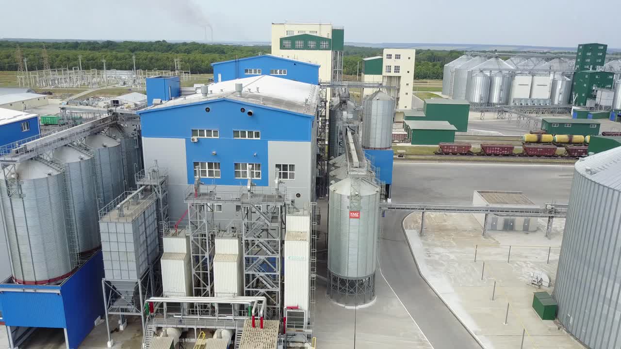 New industrial zone. Aerial view of new grocery industrial zone