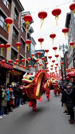 dragon dance parade during chinese new year
