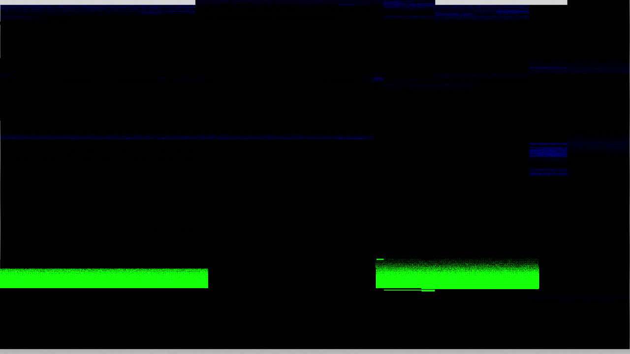 Pixelated PLAY Text with VHS Glitch Effect on Black Screen