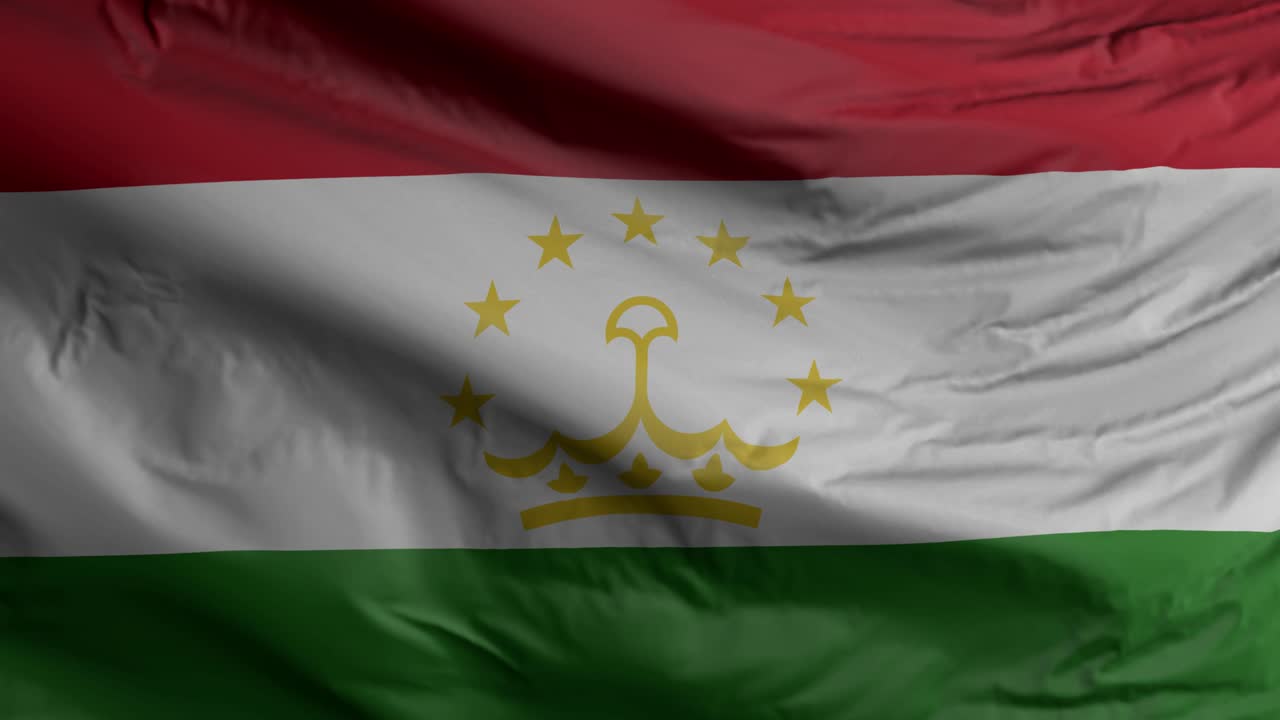 Tajikistan flag seamless closeup waving animation. Tajikistan Background. 3D render, 4k resolution