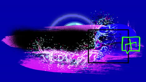 animación de formas coloridas sobre un reloj en movimiento sobre un fondo azul