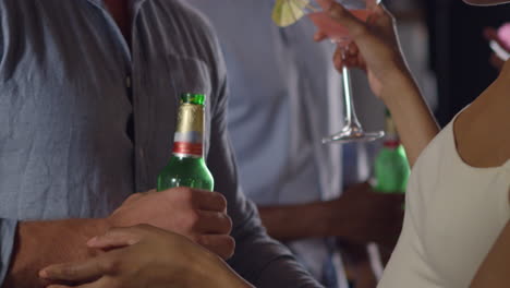 mixed race couple at a party, side view, close up, shot on r3d