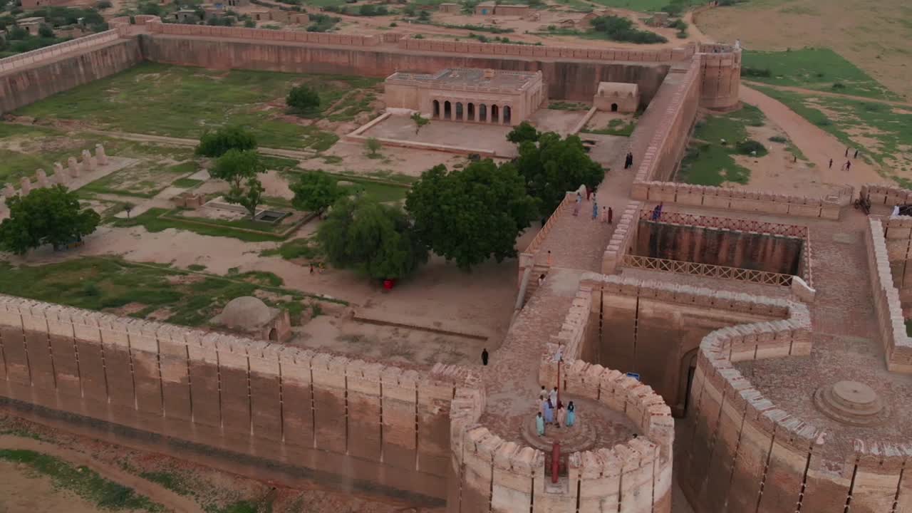 Drone takes an aerial shoot of the Amarkot | Premium Stock Video Footage