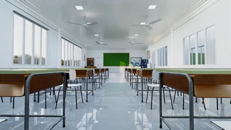 animation empty school or university classroom with big chalkboard