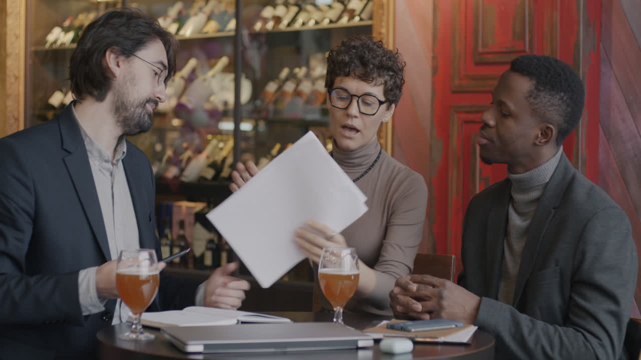 Business Meeting in a Wine Bar