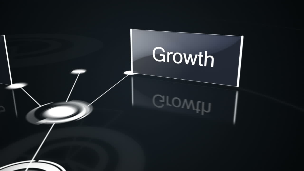 Business buzz words displayed on screens