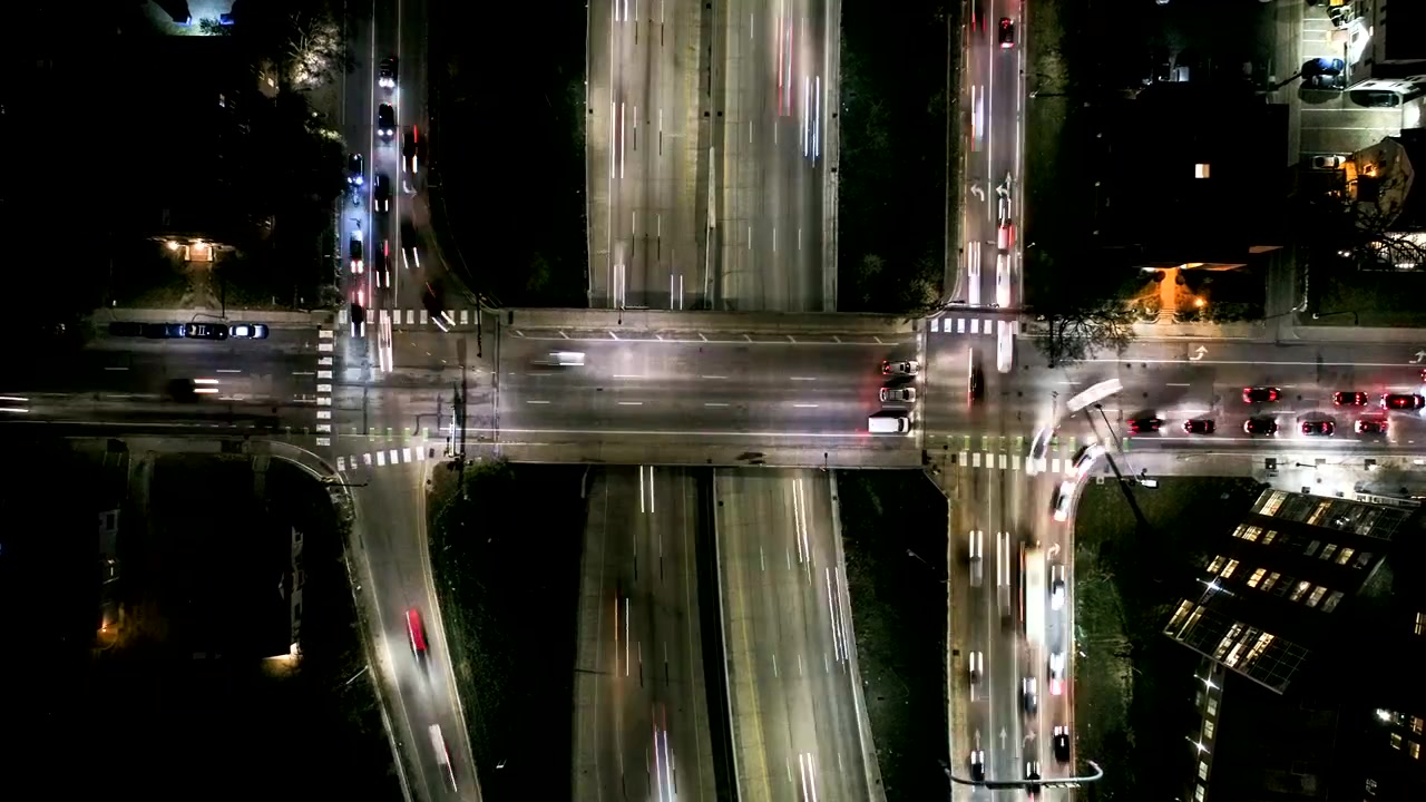 Aerial Hyperlapse - Urban Traffic at Intersection