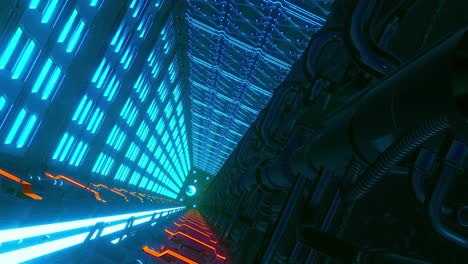 a futuristic, cyberpunk tunnel with glowing neon lights