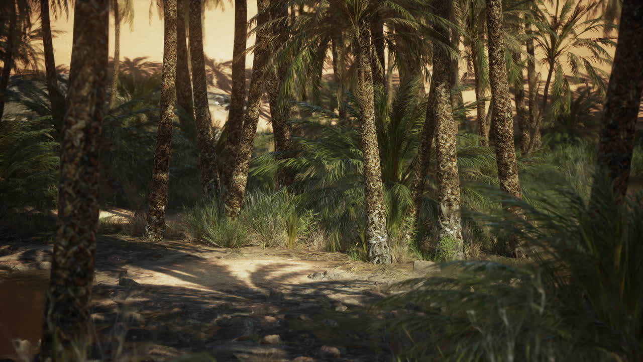 사막 의 리와 모래 언덕 에 있는 종려나무