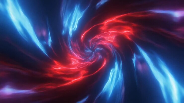 Abstract Swirling Red and Blue Energy Vortex