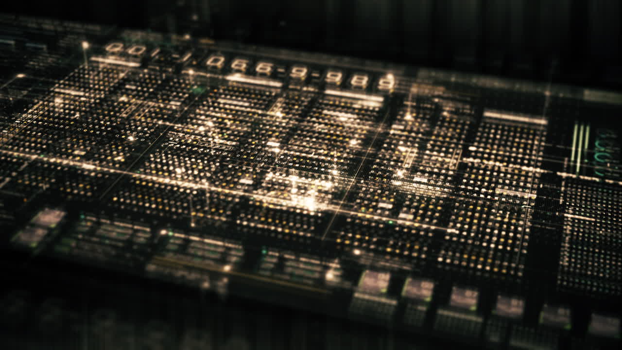 헤드업 디스플레이 배경-25에 대한 사이버 공간 환경에서 입자 시뮬레이션을 사용하여 미래형 추상 디포커스 흐르는 데이터 매트릭스, 메타, 메타버스, 원격 측정 및 암호화 숫자 디스플레이