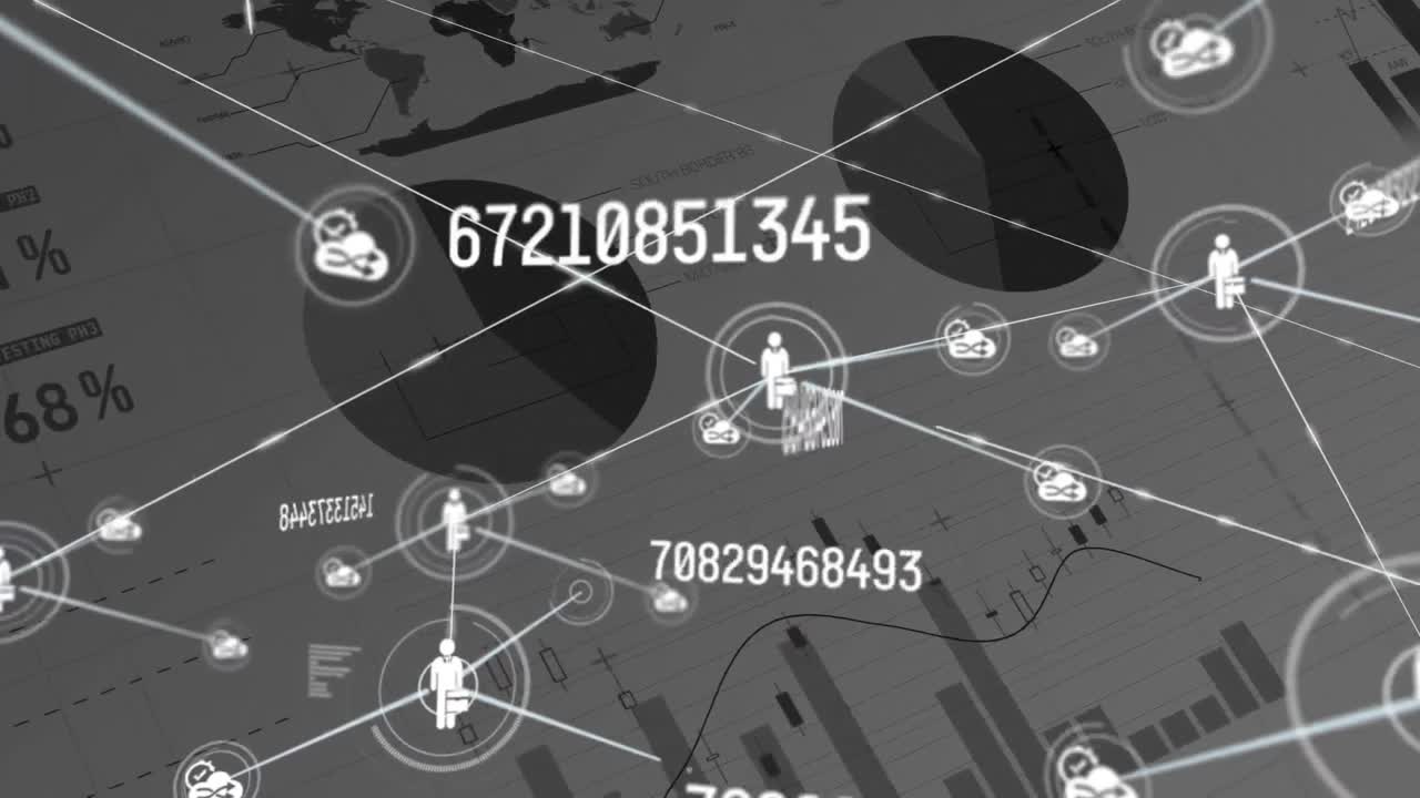 과학 데이터 처리에 대한 연결 웹과 아이콘의 애니메이션