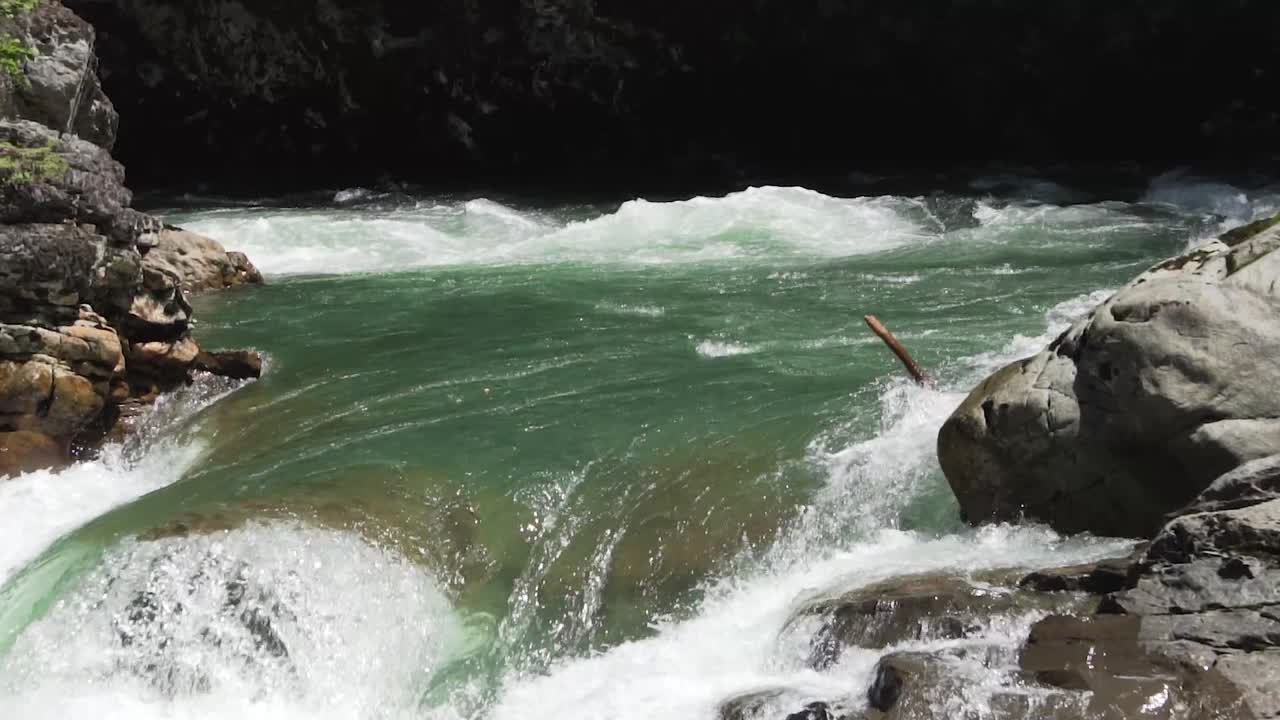 Clean And Fresh Water Of Nooksack Waterfalls In Washington, USA - medium shot