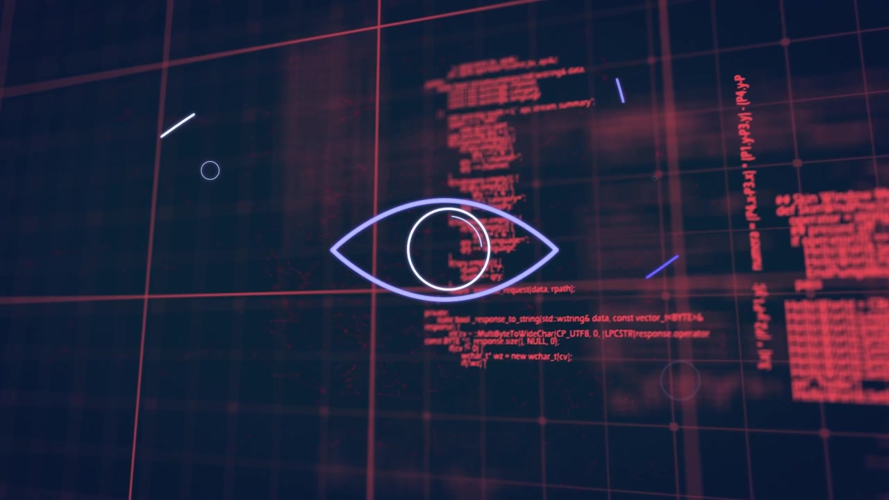 Digital animation of blue abstract shapes against data processing on blue background