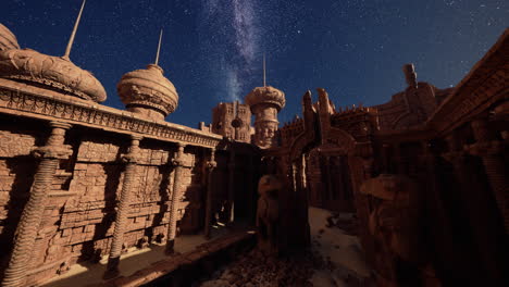 antiguas ruinas bajo un cielo estrellado