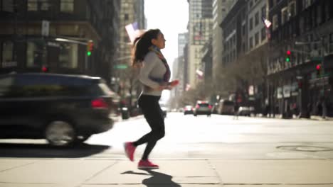 a passionate runner navigates through a lively cityscape, embodying the spirit of fitness and urban life in two dynamic frames
