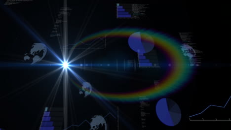 animation with rainbow light effect enhancing digital data visualization on charts