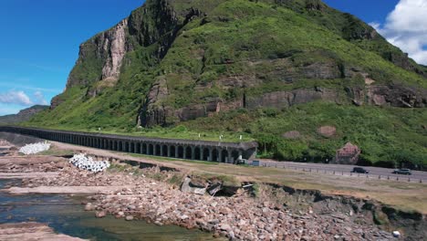 Parallel-flight-along-Coastal-highway-tunnel-in-Taiwan---Yilan-county