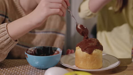 kids decorating easter bread