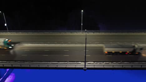 night highway bridge in winter