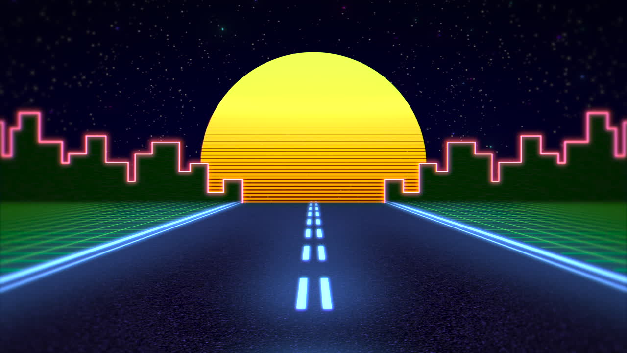 도로 및 도시 3 모션 복고풍 추상 배경