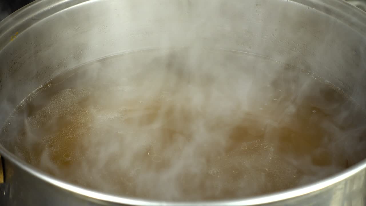 Preparation of broth. Shooting in kitchen