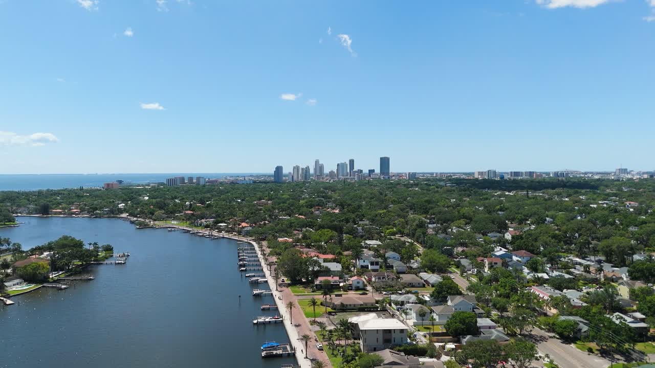 Aerial static of Downtown Saint Petersburg from Coffee Pot Park.