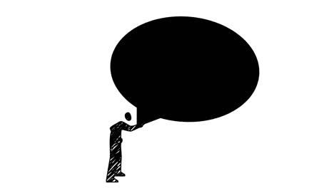 hombre inflar globo de habla